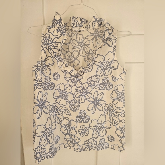 Michelle McDowell Fresh Feelings Elle Top Blue White Floral Size Small - Picture 2 of 9